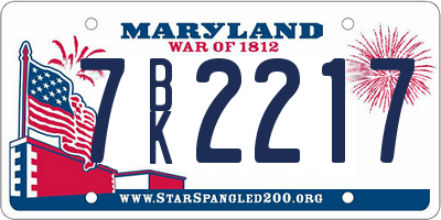 MD license plate 7BK2217
