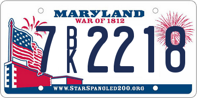 MD license plate 7BK2218