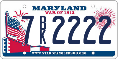 MD license plate 7BK2222
