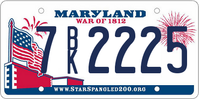 MD license plate 7BK2225