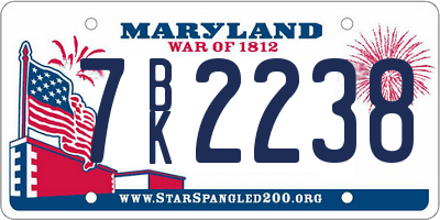 MD license plate 7BK2238