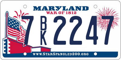 MD license plate 7BK2247