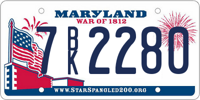 MD license plate 7BK2280