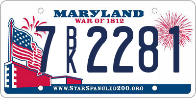 MD license plate 7BK2281