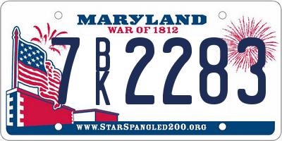 MD license plate 7BK2283