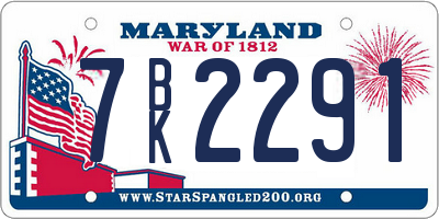 MD license plate 7BK2291