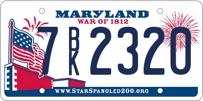 MD license plate 7BK2320
