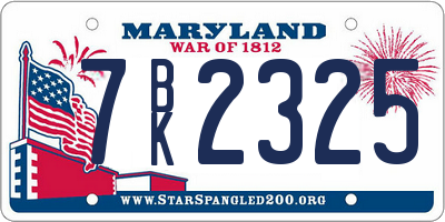 MD license plate 7BK2325