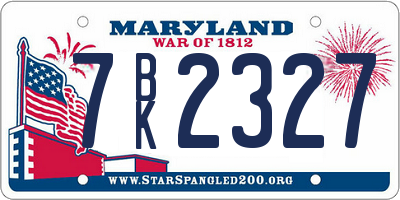 MD license plate 7BK2327