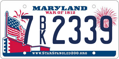 MD license plate 7BK2339