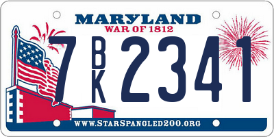 MD license plate 7BK2341