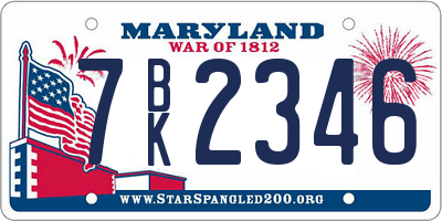 MD license plate 7BK2346