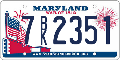 MD license plate 7BK2351