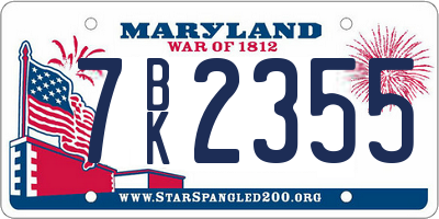 MD license plate 7BK2355