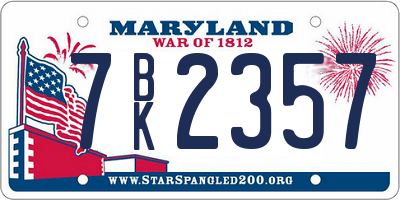 MD license plate 7BK2357