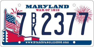 MD license plate 7BK2377