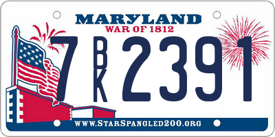 MD license plate 7BK2391