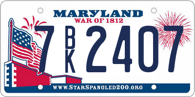 MD license plate 7BK2407