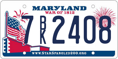 MD license plate 7BK2408