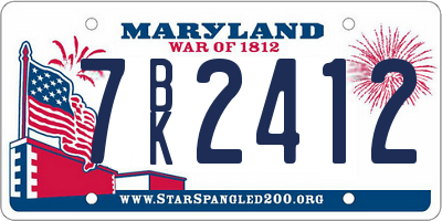 MD license plate 7BK2412