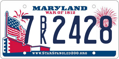 MD license plate 7BK2428