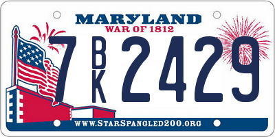 MD license plate 7BK2429