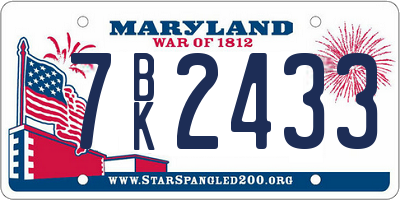 MD license plate 7BK2433