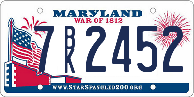 MD license plate 7BK2452