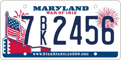 MD license plate 7BK2456