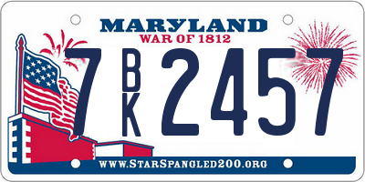 MD license plate 7BK2457