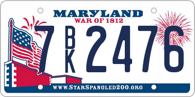 MD license plate 7BK2476