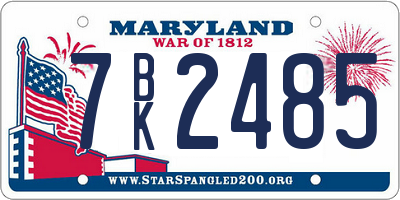 MD license plate 7BK2485