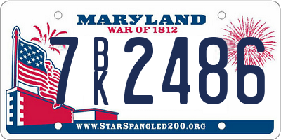 MD license plate 7BK2486