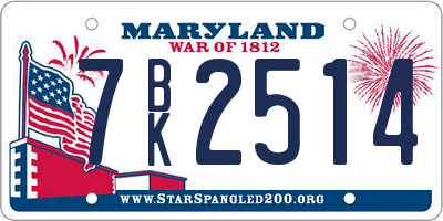 MD license plate 7BK2514