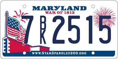 MD license plate 7BK2515