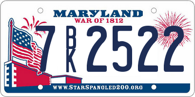 MD license plate 7BK2522