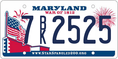 MD license plate 7BK2525