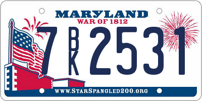 MD license plate 7BK2531