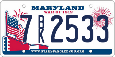 MD license plate 7BK2533
