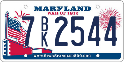 MD license plate 7BK2544