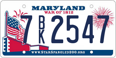 MD license plate 7BK2547