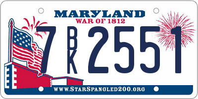 MD license plate 7BK2551