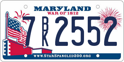 MD license plate 7BK2552