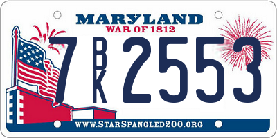 MD license plate 7BK2553