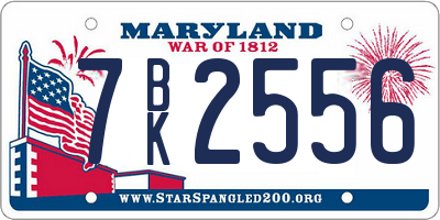 MD license plate 7BK2556