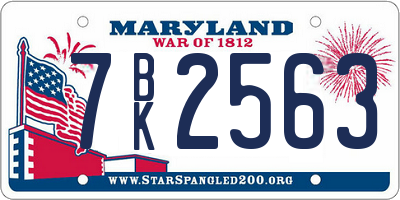 MD license plate 7BK2563