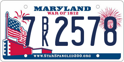 MD license plate 7BK2578