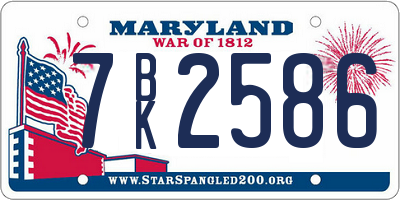 MD license plate 7BK2586