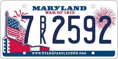 MD license plate 7BK2592