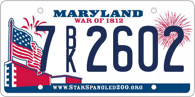 MD license plate 7BK2602